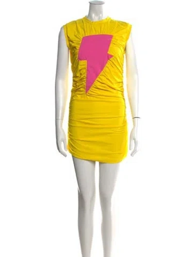 Pre-owned Walter Van Beirendonck Graphic Print Mini Dress In Yellow