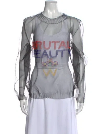 Pre-owned Walter Van Beirendonck Graphic Print Mock Neck Blouse In Black