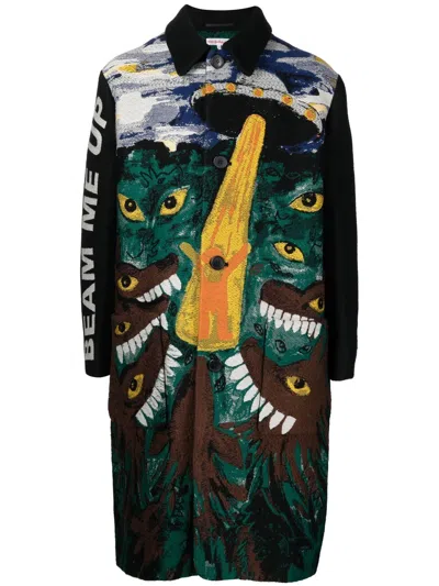 Walter Van Beirendonck Graphic-print Single-breasted Coat In Jacquard