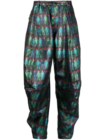 Walter Van Beirendonck Graphic-print Tapered-leg Trousers In Blue