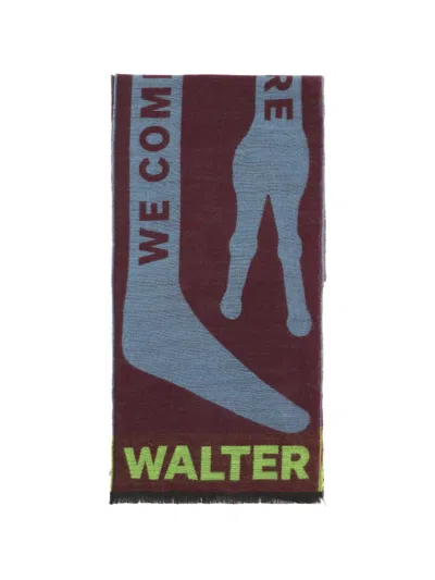 Walter Van Beirendonck Graphic-print Fringed Scarf In Brown