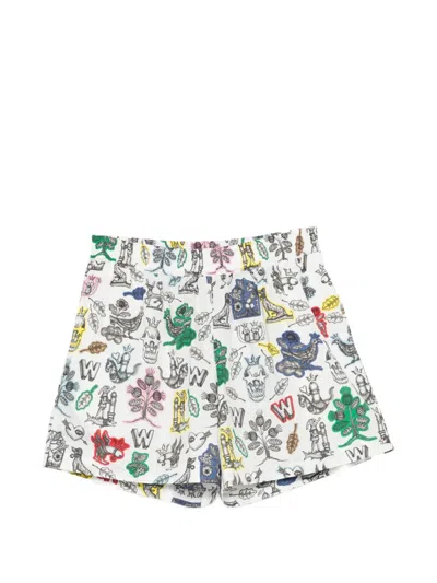 Walter Van Beirendonck Graphic-print Shorts In White