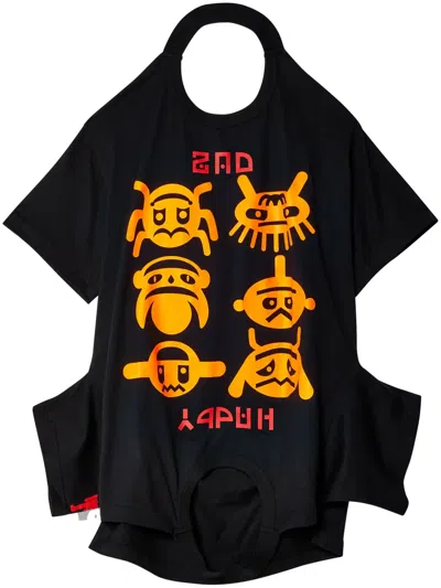 Walter Van Beirendonck Happy/sad Turntable T-shirt In Black
