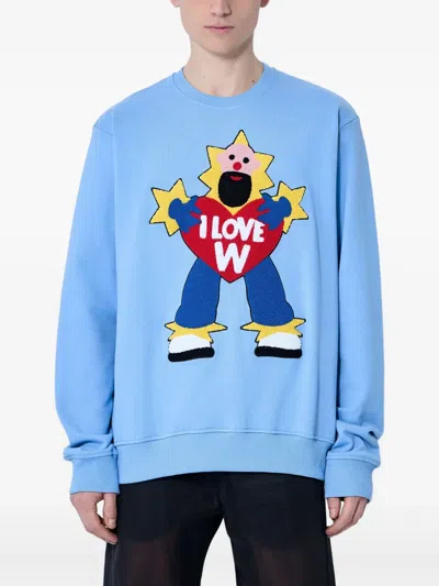 Walter Van Beirendonck I Love W Sweatshirt In Blue
