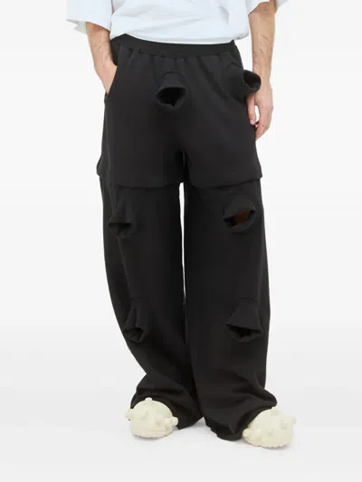 Walter Van Beirendonck Layered Cut-out Trousers In Black
