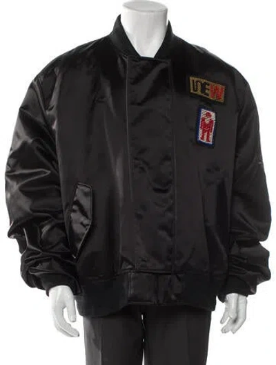 Pre-owned Walter Van Beirendonck Linen Graphic Print Bomber Jacket In Gray