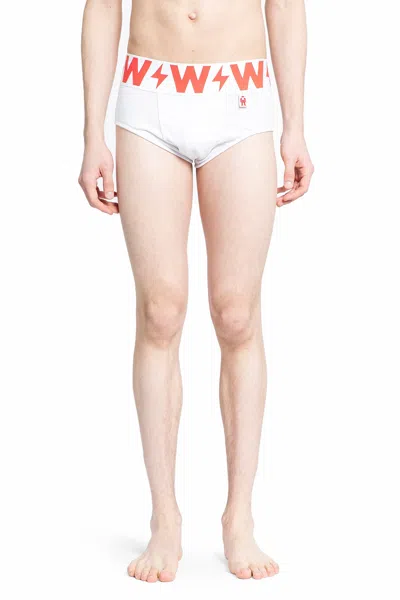 Walter Van Beirendonck Logo-waistband Jersey Briefs In White