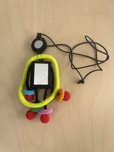Pre-owned Walter Van Beirendonck Mirror Man Beaded Pendant In Black