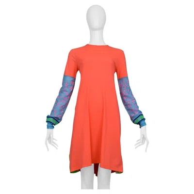 Pre-owned Walter Van Beirendonck Neon Orange Floral Tie-back Dress