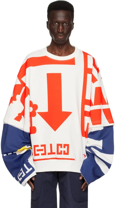 Walter Van Beirendonck Off-white & Red Dawleetoo Sweatshirt In Comb. Ii White/red