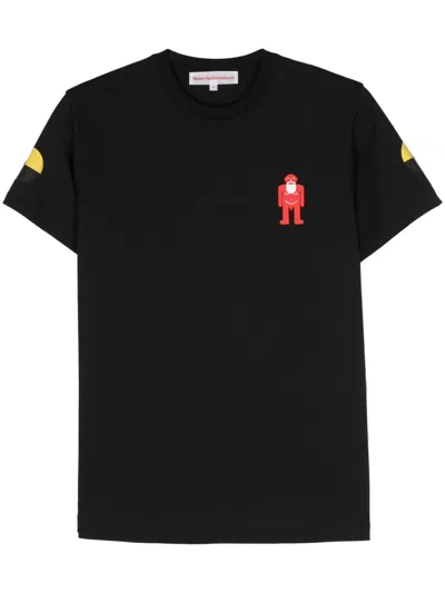 Walter Van Beirendonck Safe And Sound-t Raised Logo-detail T-shirt In Cc37 Black
