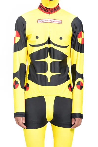 Walter Van Beirendonck Dummy-print Long-sleeve Cycling Top In Yellow