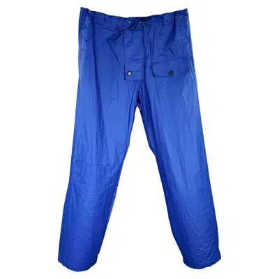 Pre-owned Walter Van Beirendonck Size 32 Blue Polyurethane Blend Oversized Cargo Casual Pants
