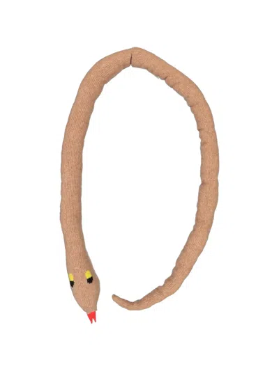 Walter Van Beirendonck Snake Knitted Scarf In Brown