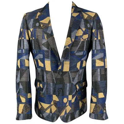 Pre-owned Walter Van Beirendonck Ss 14 Size 42 Grey Multi-color Woven Sport Coat In Gray