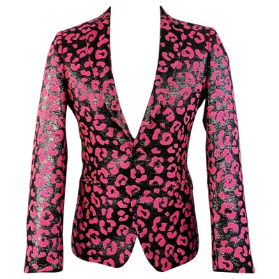Pre-owned Walter Van Beirendonck Ss22 Size 38 Regular Sharp Blazer Black Hot Pink Sport Coat