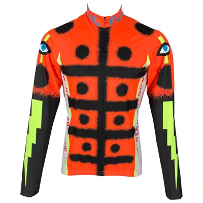 Pre-owned Walter Van Beirendonck Ss22 Size L Orange Graphic Nylon Jersey Bike Top