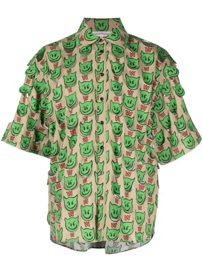 Walter Van Beirendonck Devil Shirt In Green