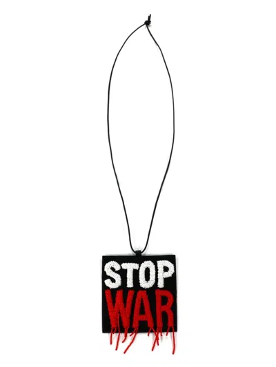 Walter Van Beirendonck Stop War Necklace In Black