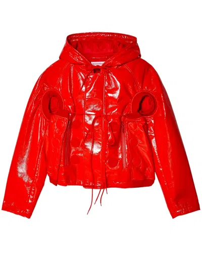 Walter Van Beirendonck Uranus Hooded Puffer Jacket In Red