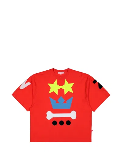 Walter Van Beirendonck Waakzaam Front-print T-shirt In Red