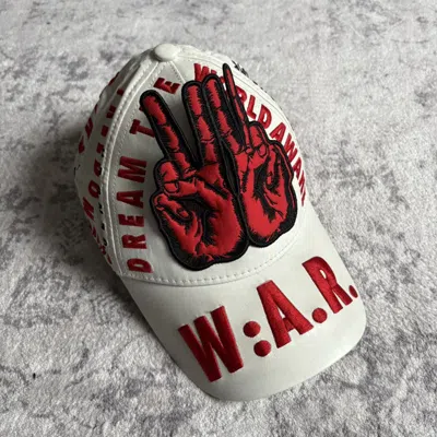 Pre-owned Walter Van Beirendonck War Spell Out Words Hat | Size Os In White