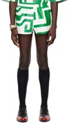 Walter Van Beirendonck White & Green Printed Shorts In Cc31
