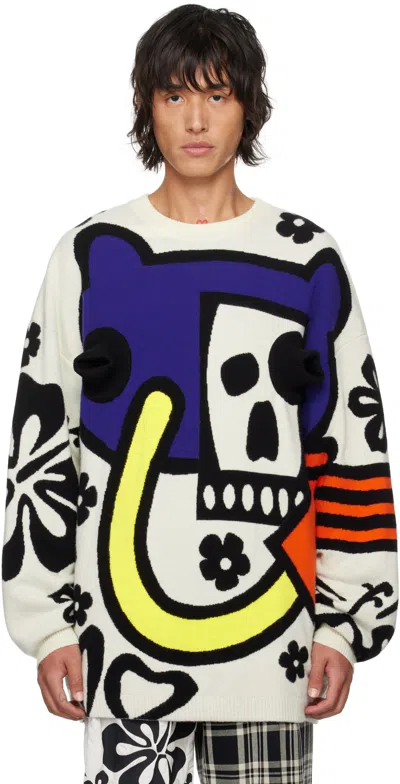 WALTER VAN BEIRENDONCK WHITE ANDROID KNIT SWEATER