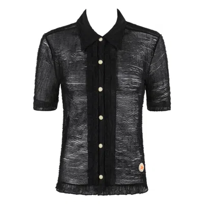 Pre-owned Walter Van Beirendonck Wild & Lethal Trash Black Semi Sheer Shirt Top