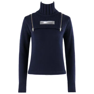 Pre-owned Walter Van Beirendonck Wild & Lethal Trash C.1990's Navy Knit Turtleneck Sweater In Blue