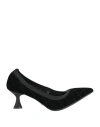 Walter Violet Woman Pumps Black Size 7 Leather, Textile Fibers In Black