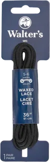 Walter's 36-inch Waxed Shoelaces, Black