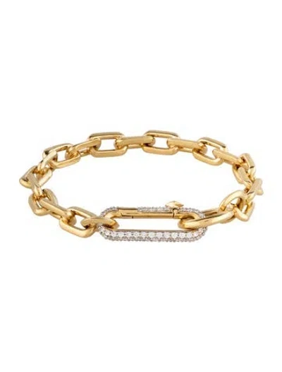 Pre-owned Walters Faith 18k 1.06ctw Diamond Saxon Chain Link Bracelet, 6" In Multicolor