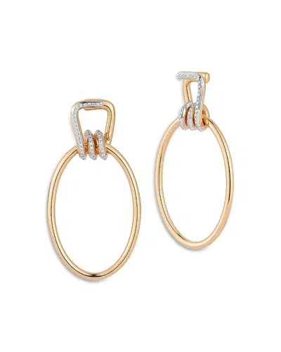 Walters Faith 18k Rose & White Gold Huxley Diamond Coil Link Drop Hoop Earrings In Pink