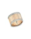 Walters Faith 18k White & Yellow Gold Diamond Edge Flute Wide Band In Gold
