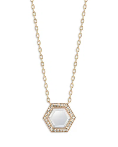 Walters Faith 18k Yellow Gold Diamond & Rock Crystal Bell Hexagonal Pendant Necklace, 17 In Brown