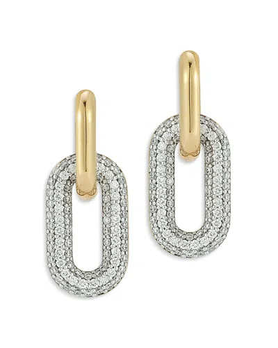 Walters Faith 18k Yellow Gold Diamond Morrell Drop Huggie Hoop Earrings