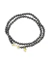 Walters Faith 18k Yellow Gold Hemaite Beaded Bracelet In Metallic