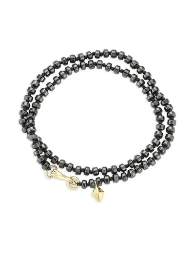 Walters Faith 18k Yellow Gold Hemaite Beaded Bracelet In Metallic