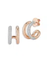 Walters Faith Diamond Pave Double Row Huggie Hoop Earrings In 18k Rose Gold, 0.57 Tcw In Gold