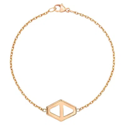 Pre-owned Walters Faith Medium Rose Gold Signature Hexagon Chain Bracelet In Red