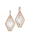 Walters Faith Rock Crystal & Diamond Frame Drop Earrings In 18k Rose Gold In Gold