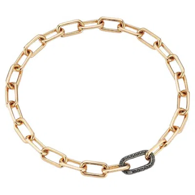 Pre-owned Walters Faith Saxon 18k Rose Gold Chain Link Bracelet With Black Diamond Clasp In Red