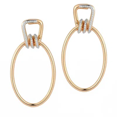 Walters Faith 18k Rose & White Gold Huxley Diamond Coil Link Drop Hoop Earrings In Pink