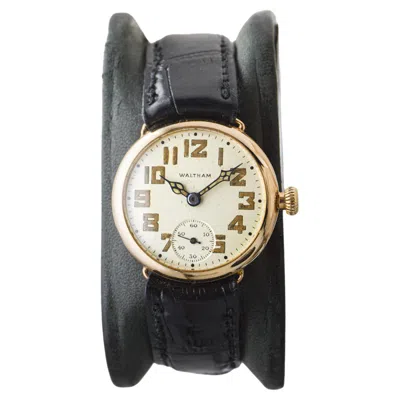 Pre-owned Waltham 14kt. Solid Gold Art Deco Watch With Original Dial From 1910 In Multi