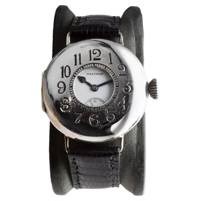 Pre-owned Waltham Sterling Silver Trench Watch Circa 1914 Rare P.s. Bartlett Half Hunter In Multi