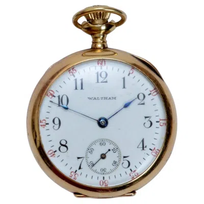 Pre-owned Waltham Watch Company Waltham Size "o" 14kt Yellow Gold Triple Case Open Face Pocket Watch