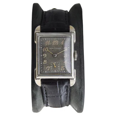 Pre-owned Waltham White Gold Filled Art Deco Tank Style Watch American Made 1940's