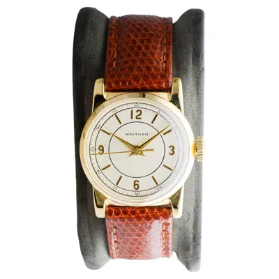 Pre-owned Waltham Yellow Gold Filled Art Deco Sweep Seconds Watch Circa 1934