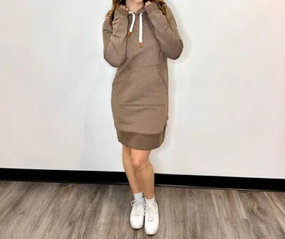 Wanakome Fleece Hoodie Dress In Bark In Brown